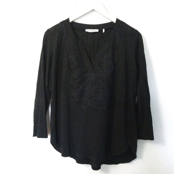 SANDRO // Lace Front Shirt - Picture 2 of 9